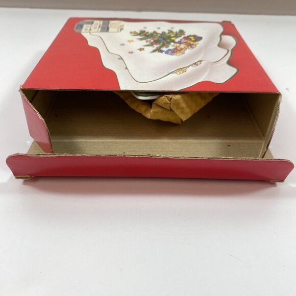 Nikko Christmastime Pair Set 2 Christmas Tree Candy Dish 6" Holiday White Green - Picture 10 of 10